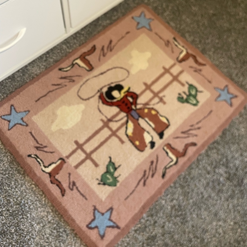 Vintage Western Cowboy Accent Rug - Picture 2 of 8